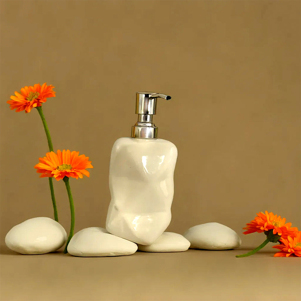 Refillable Ceramic White Hand Soap Dispenser with Pump