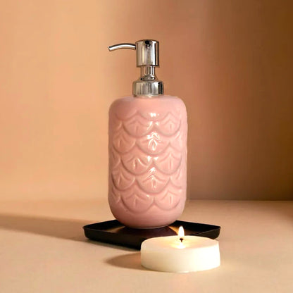 Refillable Ceramic Pink Hand Soap Dispenser with Pump