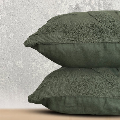 Green Cotton Cheer Tufted Cushion with cover- Set of 2