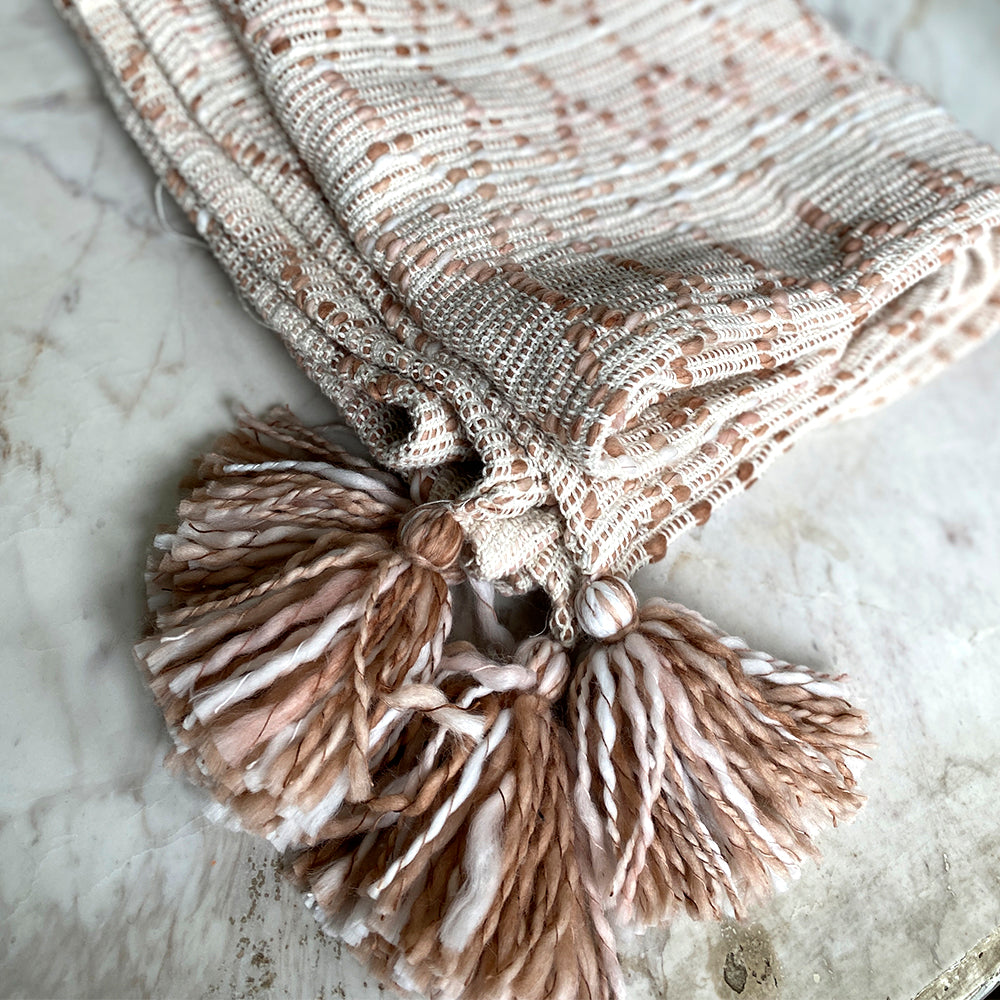 Peach Hand Knitted Pure Cotton Throw