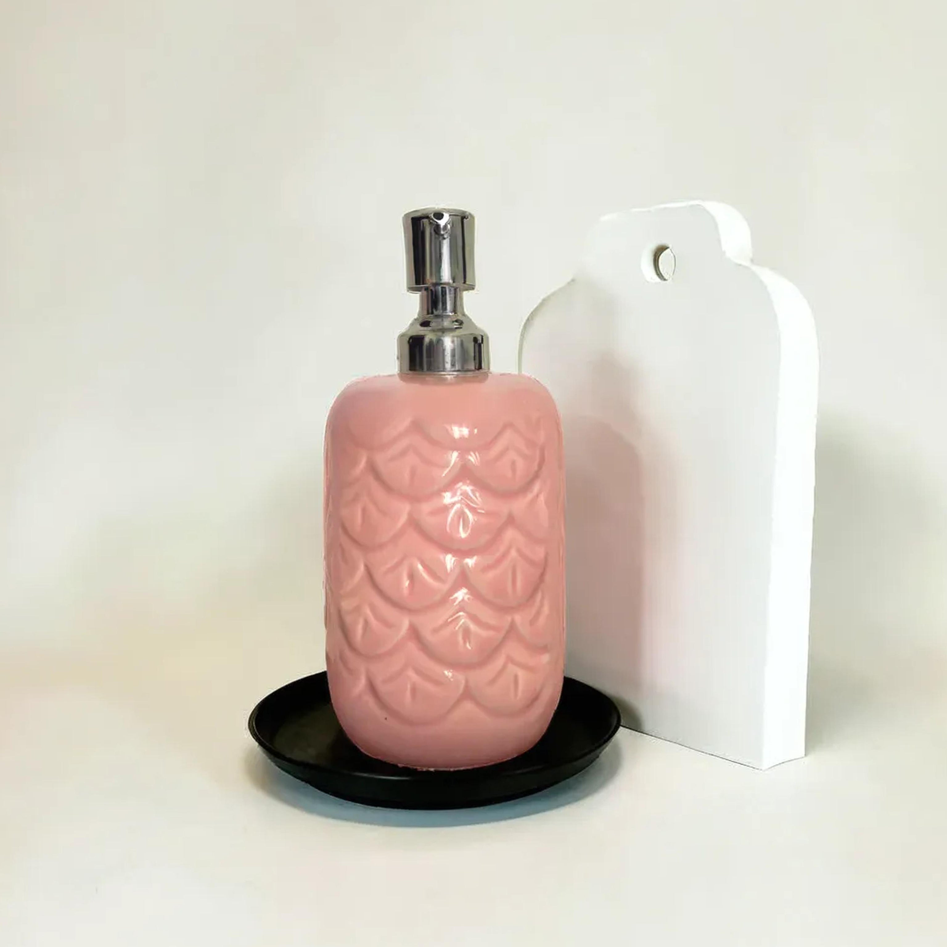 Refillable Ceramic Pink Hand Soap Dispenser with Pump