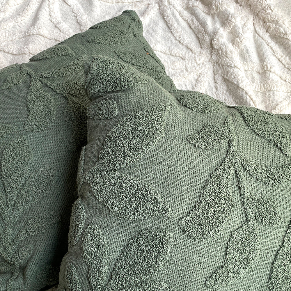 Green Cotton Cheer Tufted Cushion with cover- Set of 2