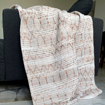 Peach Hand Knitted Pure Cotton Throw