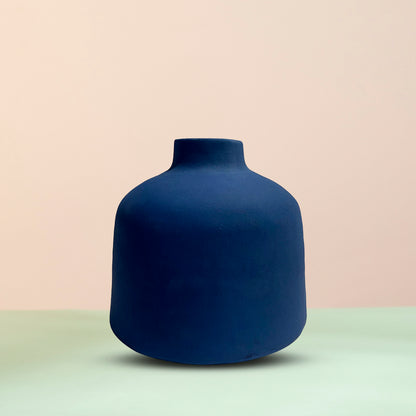 Decorative Blue Ceramic Flower Vase with Matte Finish