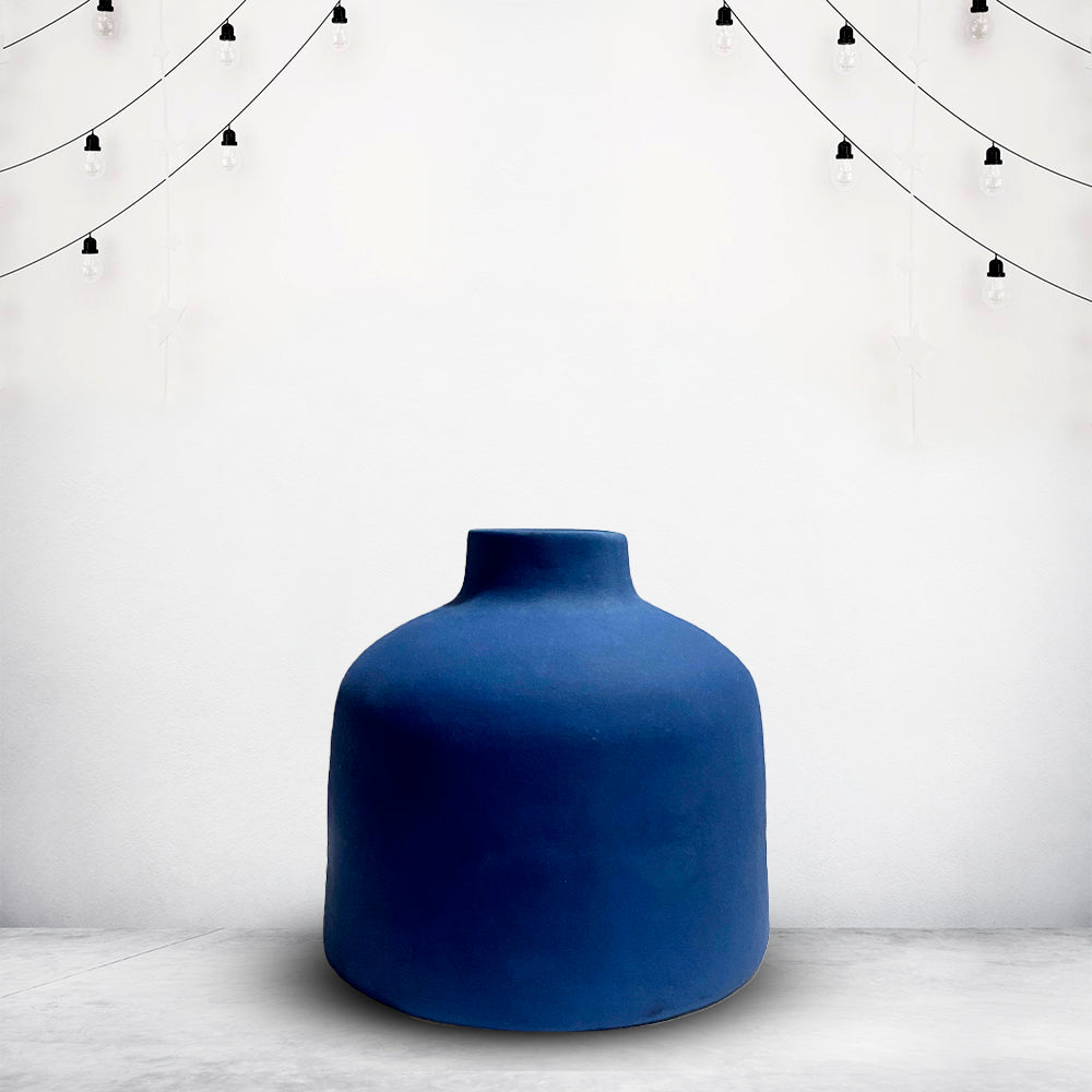 Decorative Blue Ceramic Flower Vase with Matte Finish