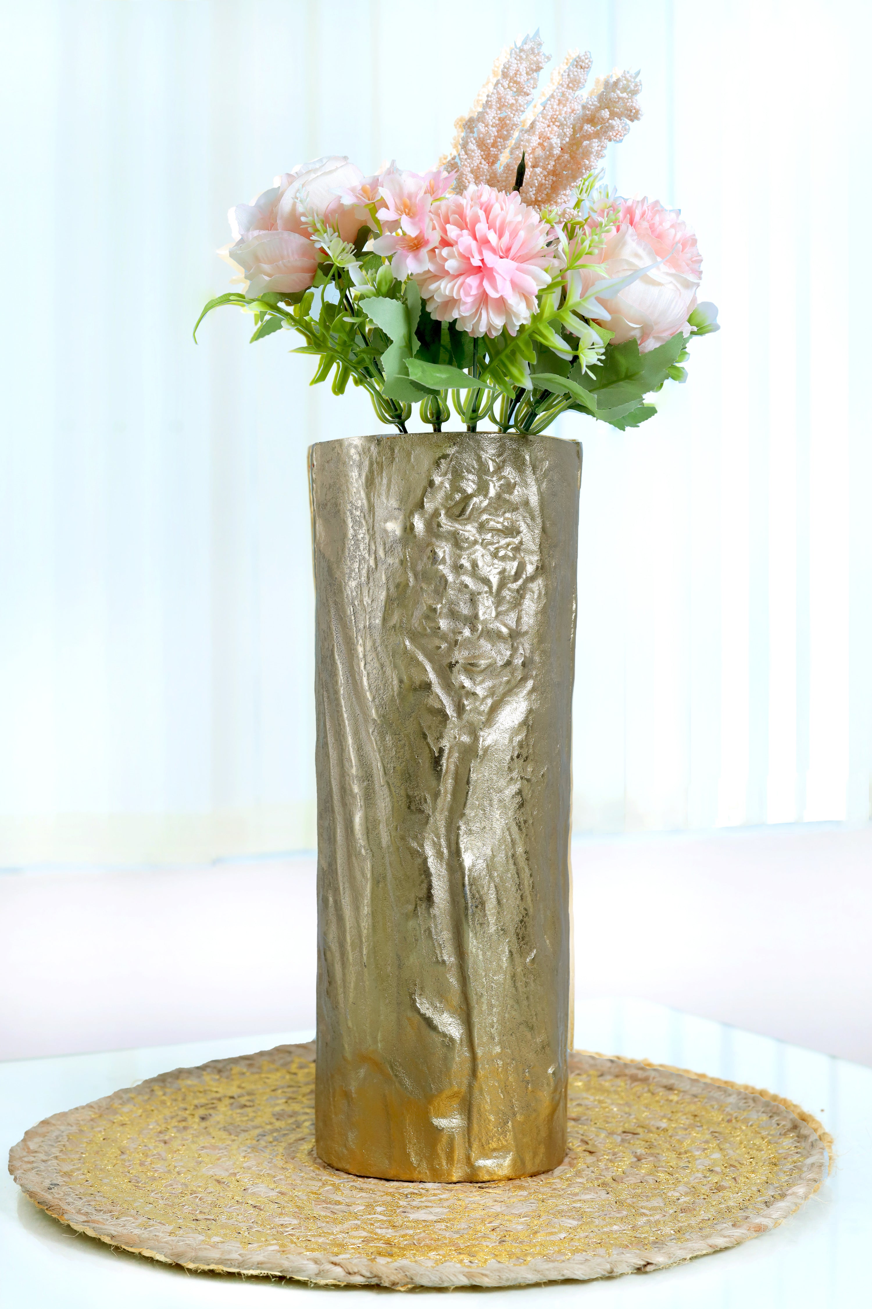 Shimmering Elegance Aluminum Golden Vase