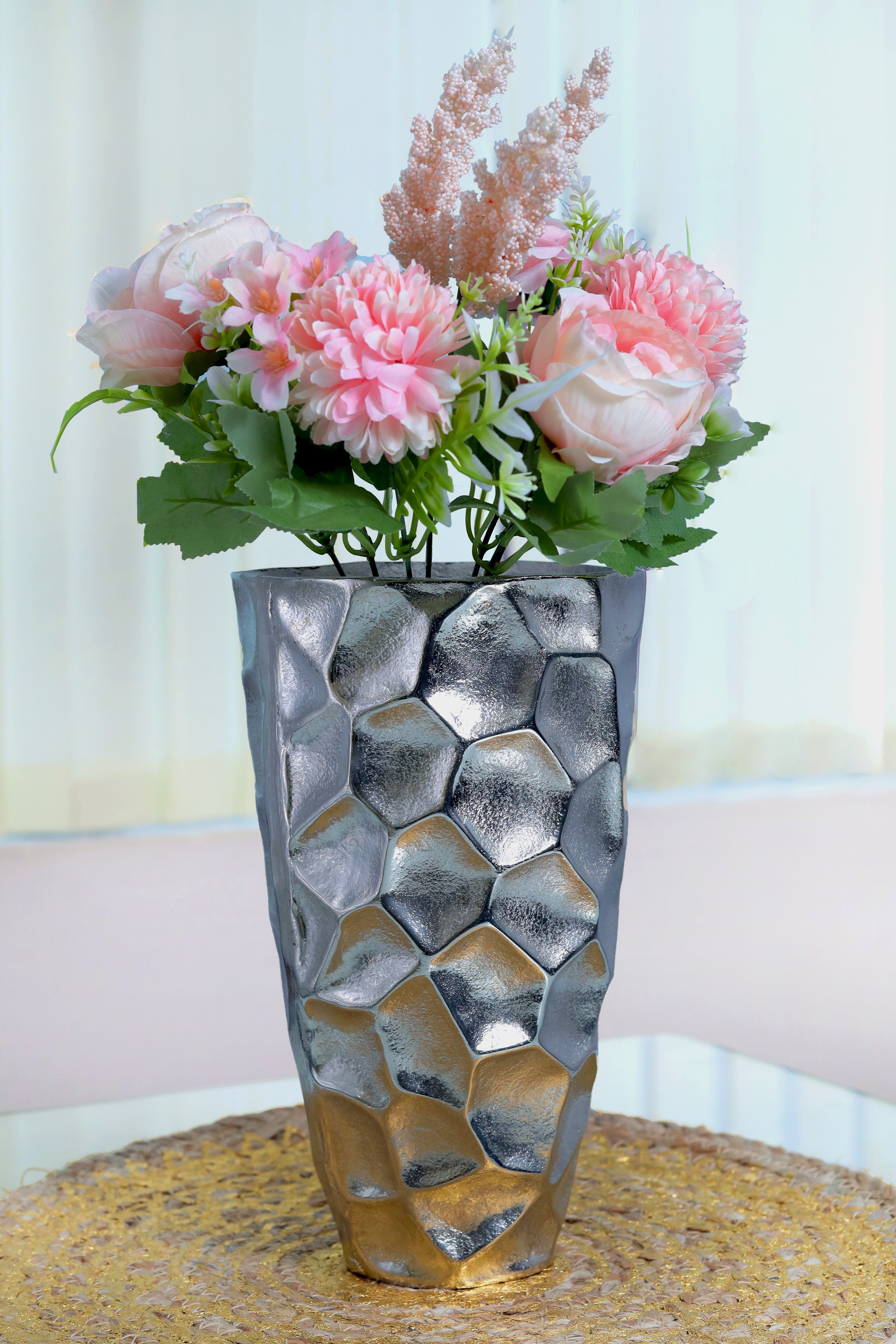 Shimmering Elegance Aluminum Silver Vase