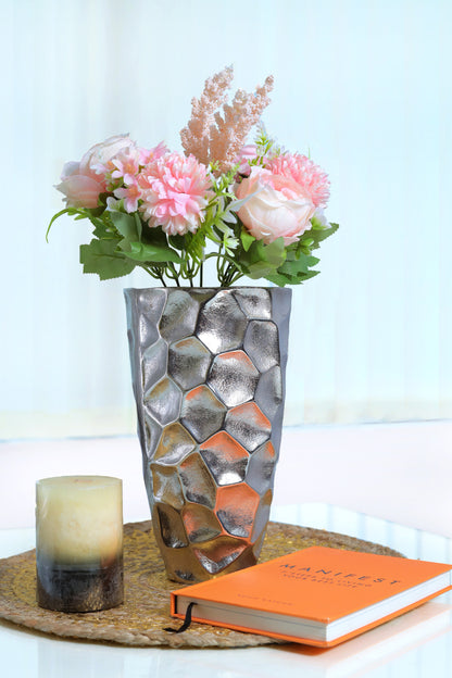 Shimmering Elegance Aluminum Silver Vase