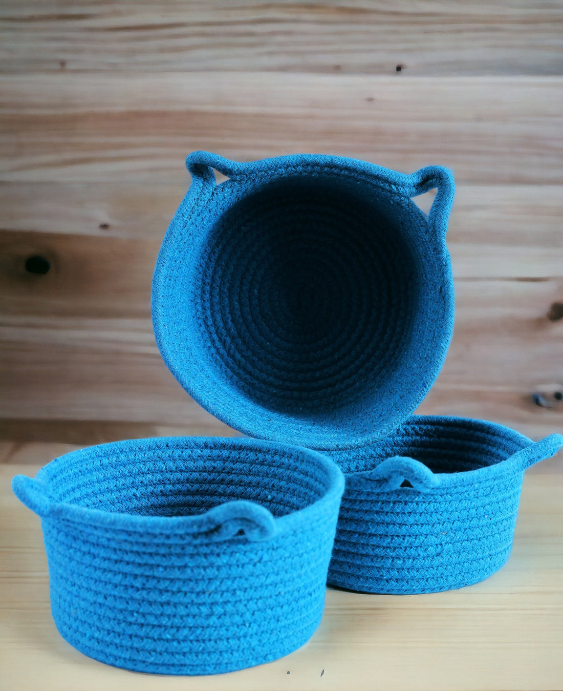 Azure Nest Trio: Rope Storage Baskets Set