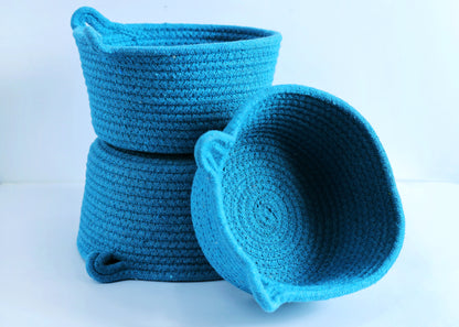 Azure Nest Trio: Rope Storage Baskets Set