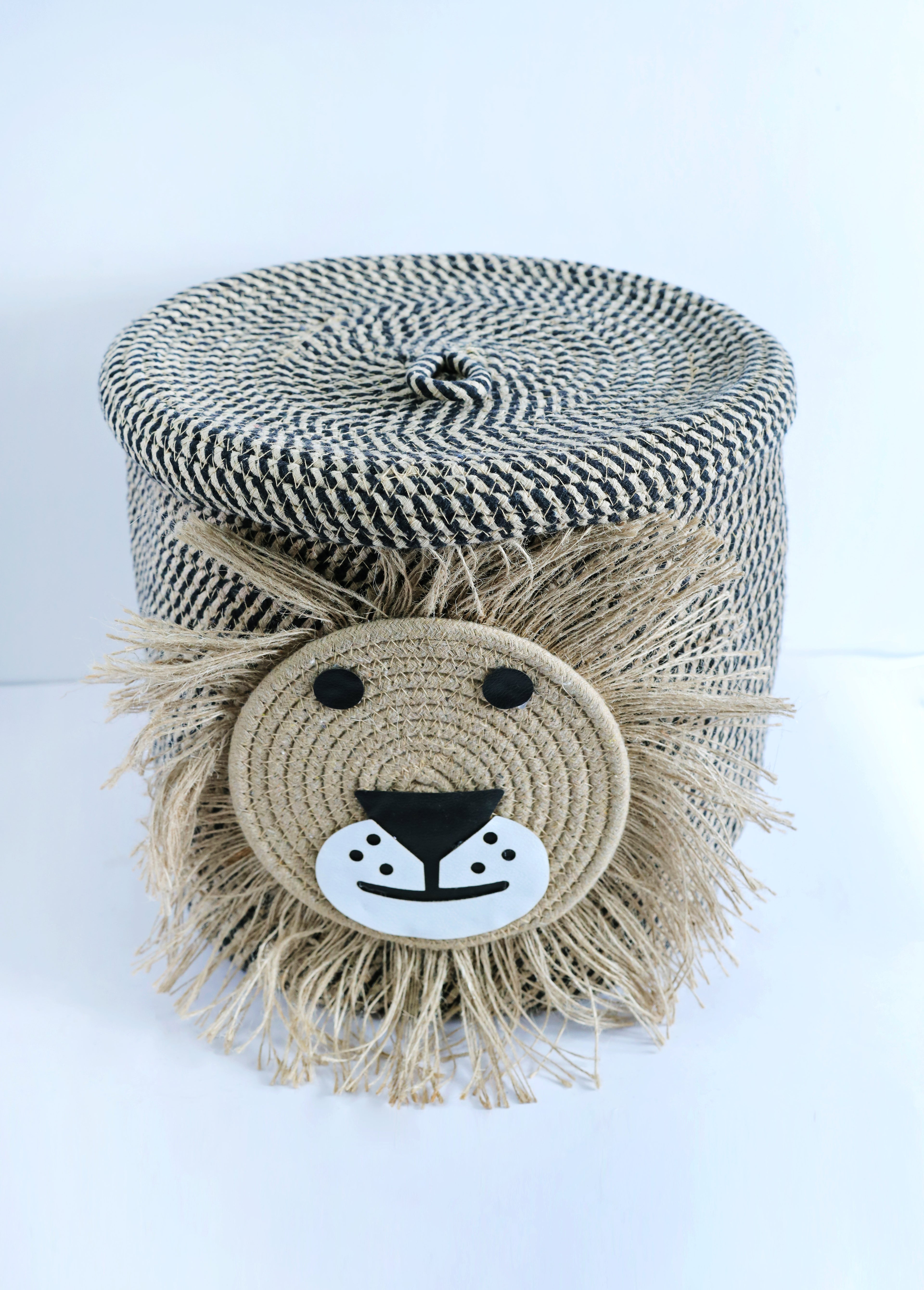 Beige Cotton Jute Organizer Basket