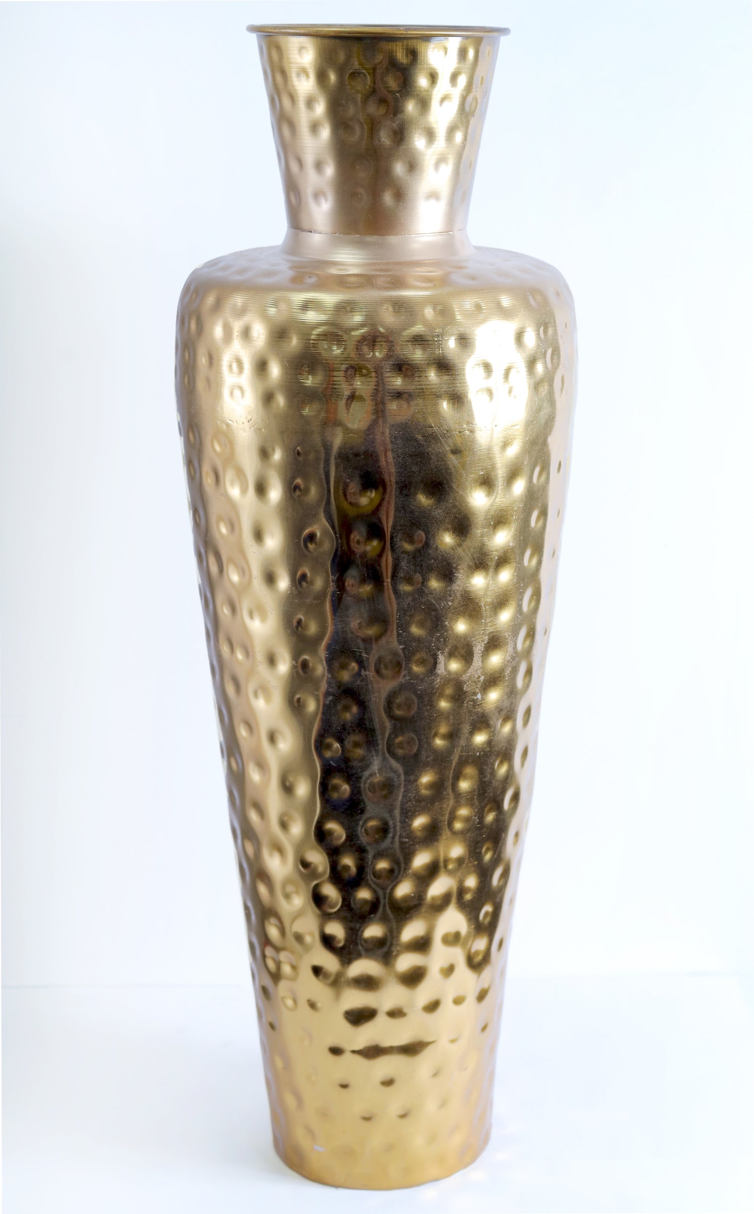 Regal Radiance Hammered Golden Vase