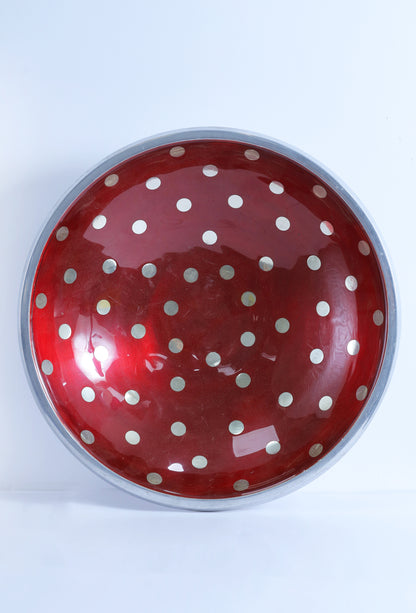 Vibrant Bloom Red Polka Dots Aluminum Elegance Urli Bowl