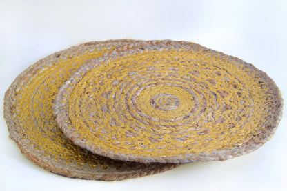 Golden Harmony Circular Table Mats- Set Of 2