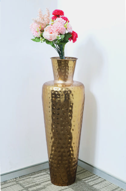 Regal Radiance Hammered Golden Vase