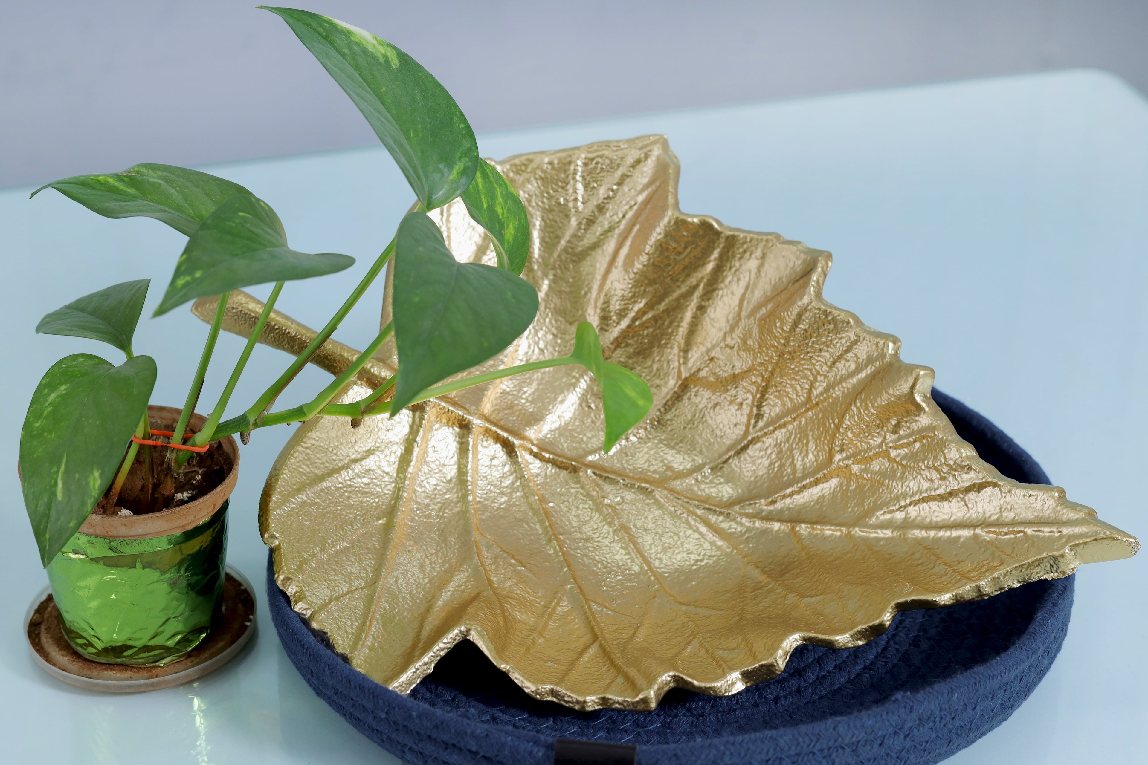 LuxeGilded Leaf Serving Tray