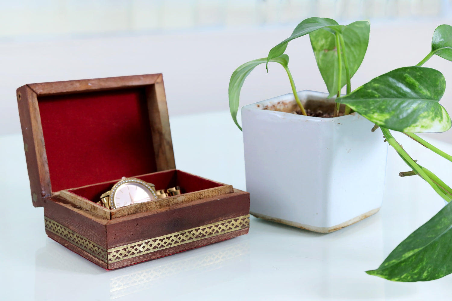 EleganceCraft WoodAura Brown Jewellery Box