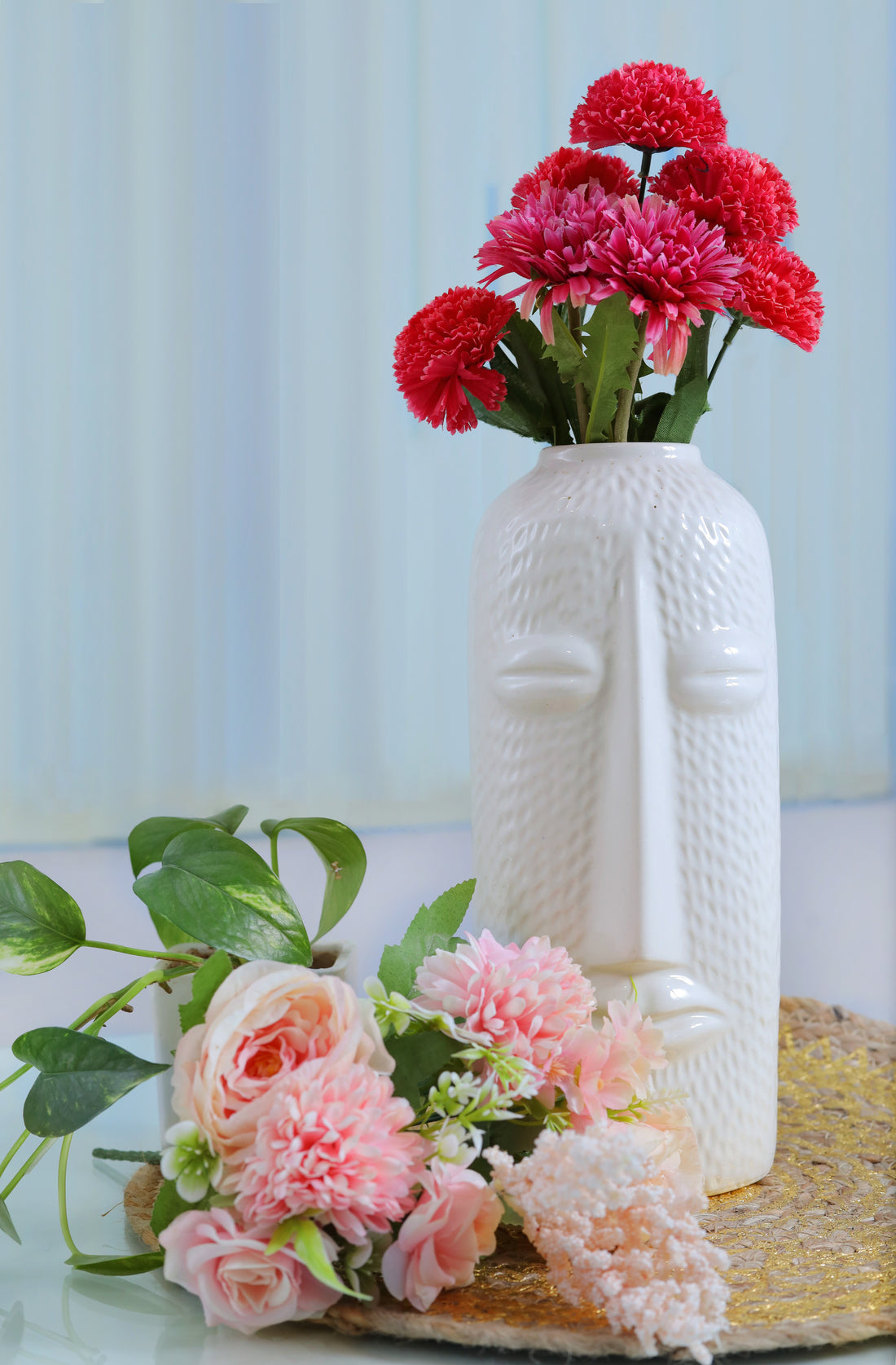 Blossom Beauty Ceramic Vase with Pink Flowers