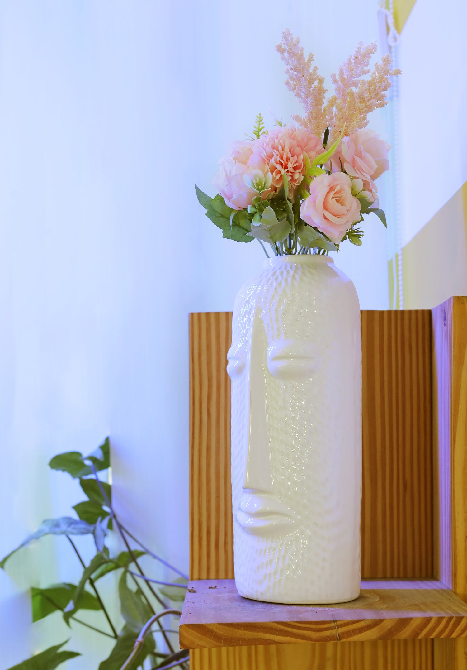 Blossom Beauty Ceramic Vase with Pink Flowers