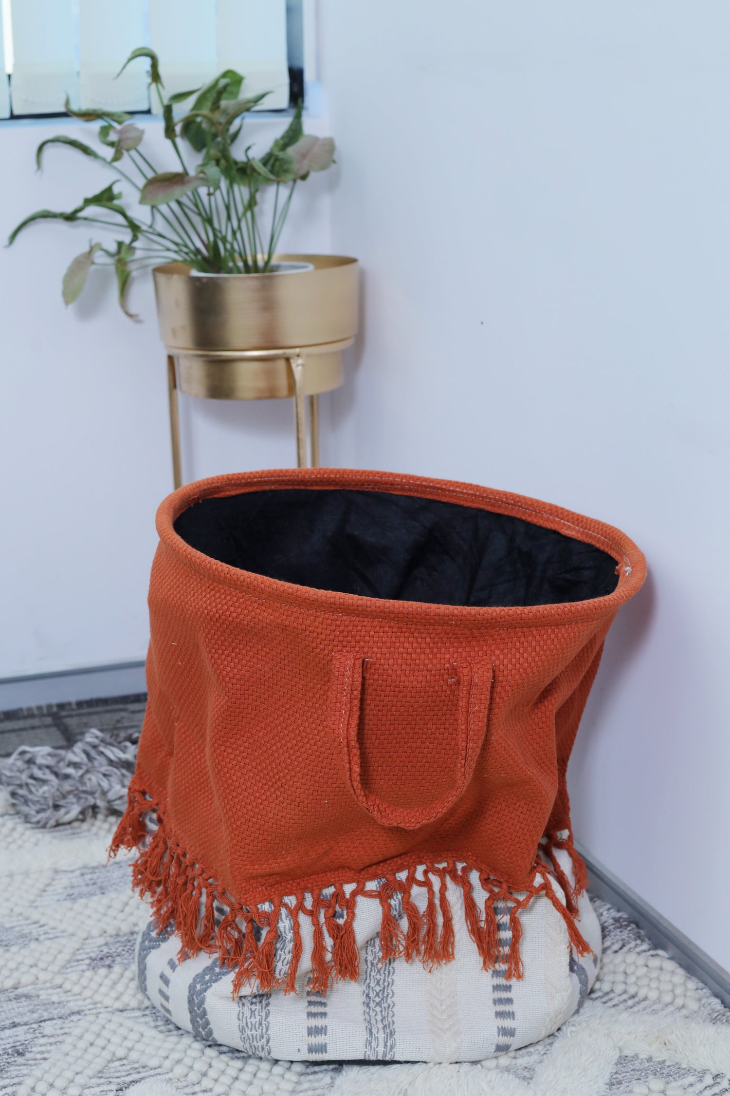 Orange Laundry Basket with Easy Carry Handles