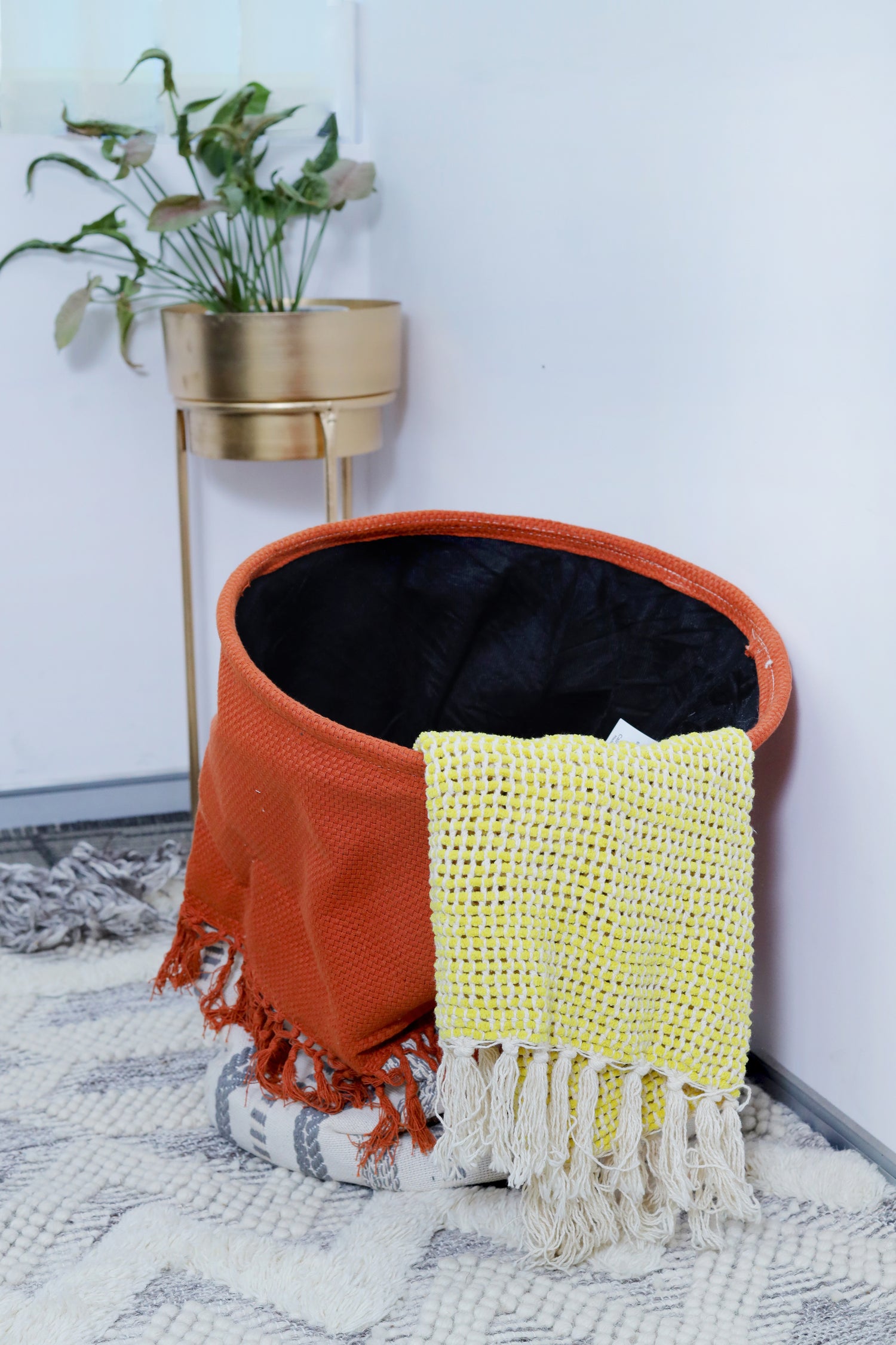 Orange Laundry Basket with Easy Carry Handles