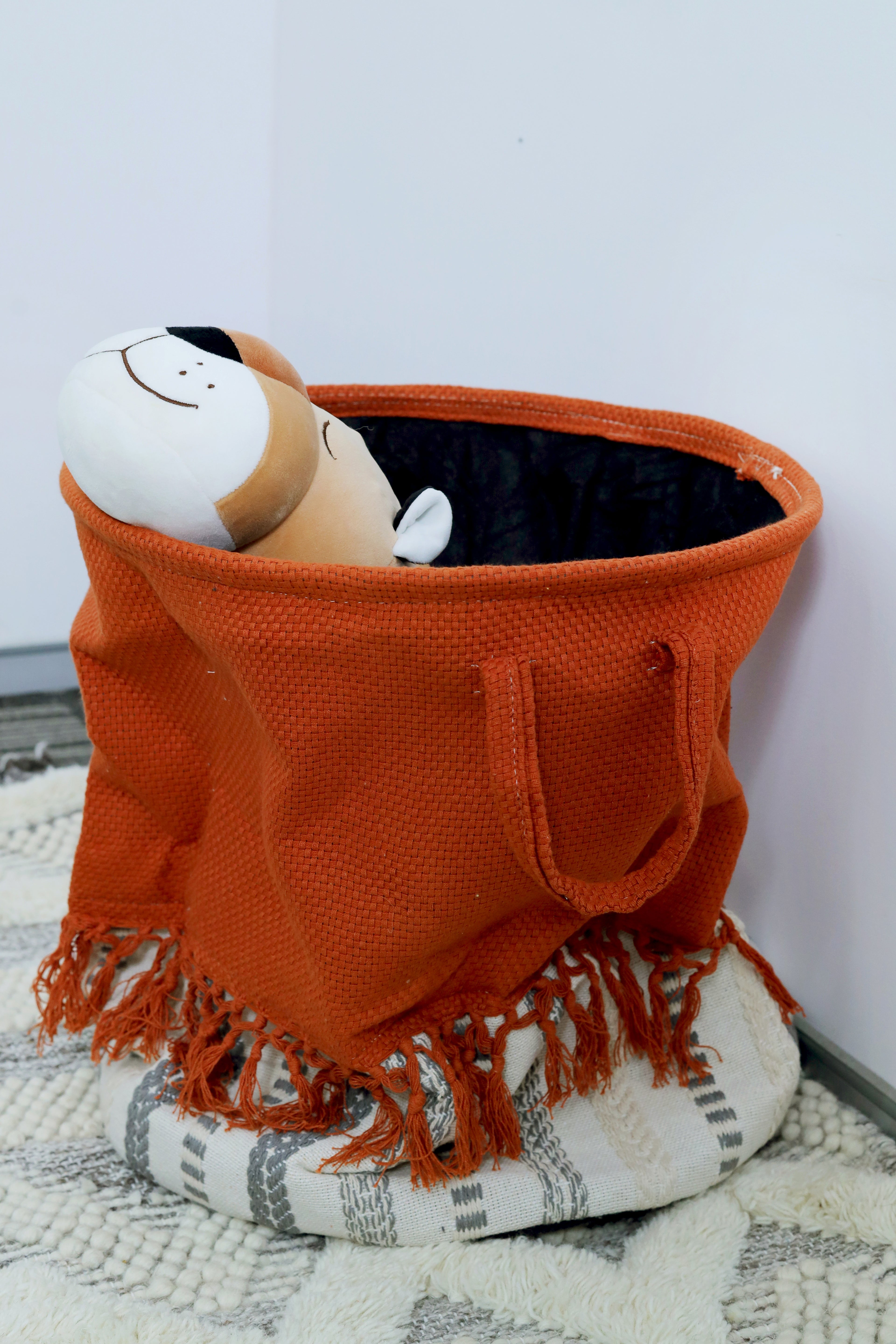 Orange Laundry Basket with Easy Carry Handles