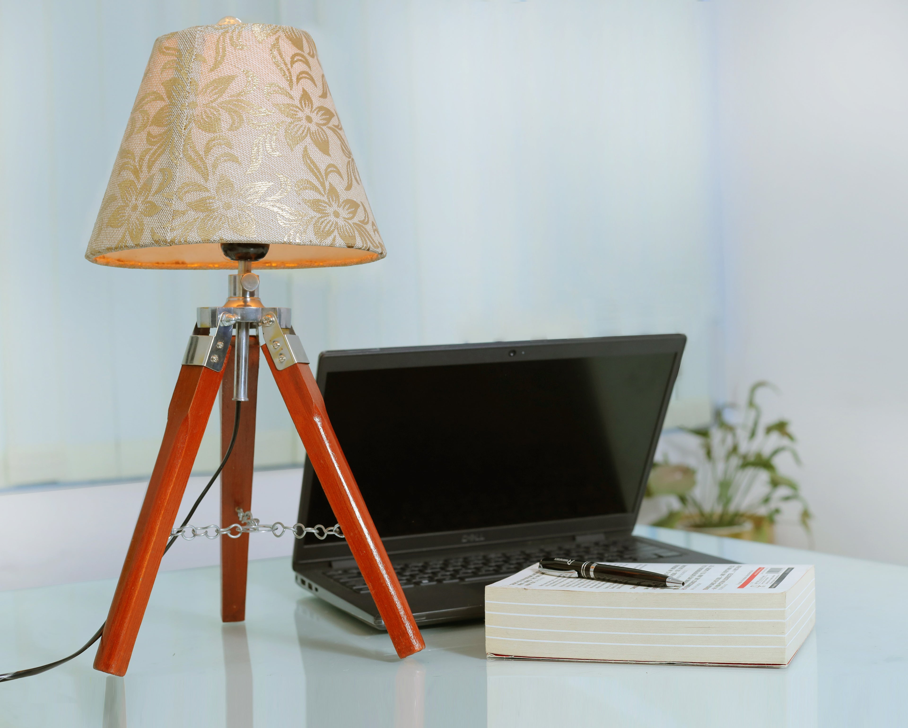 Harmony Glow Wooden Tripod Table Lamp