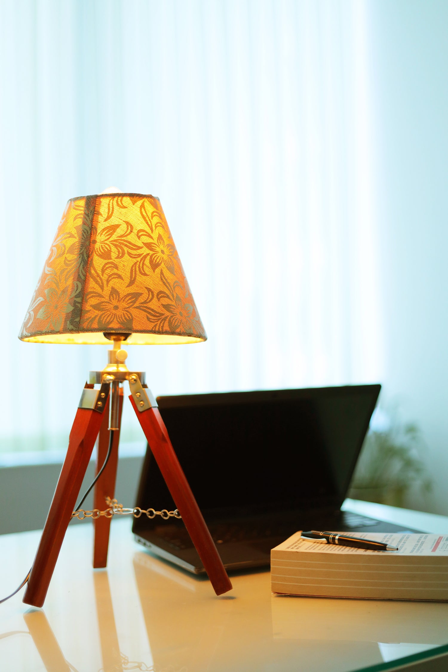 Harmony Glow Wooden Tripod Table Lamp