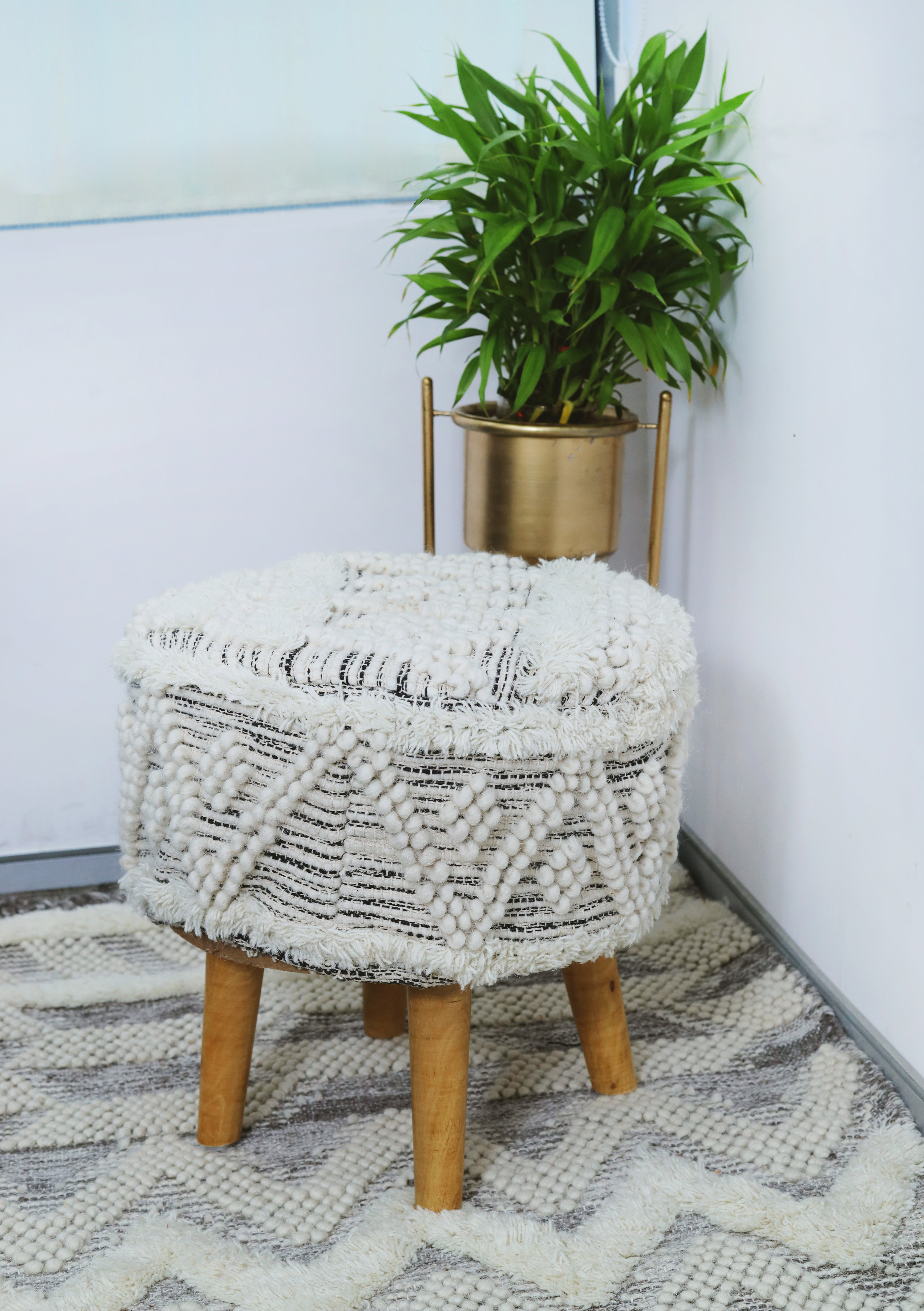 NaturCraft Macrame Bliss Wooden Stool