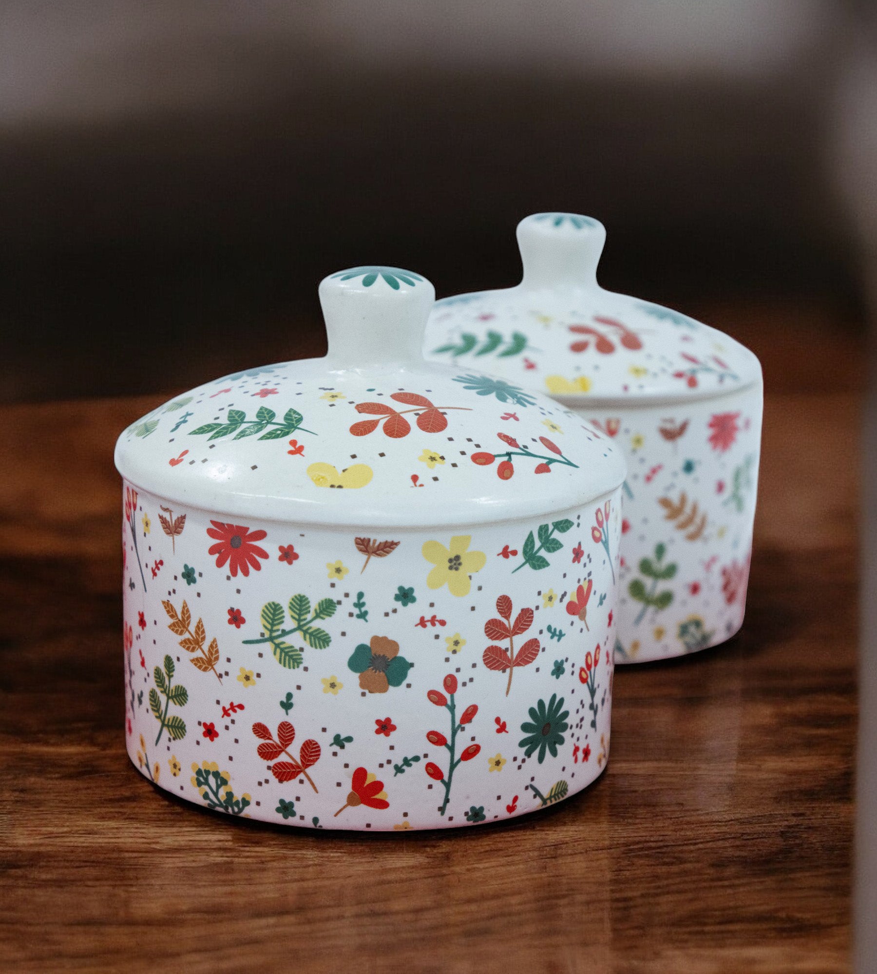 Versatile Ceramic Chutney &amp; Pickle Jar With Lid - Set of 2