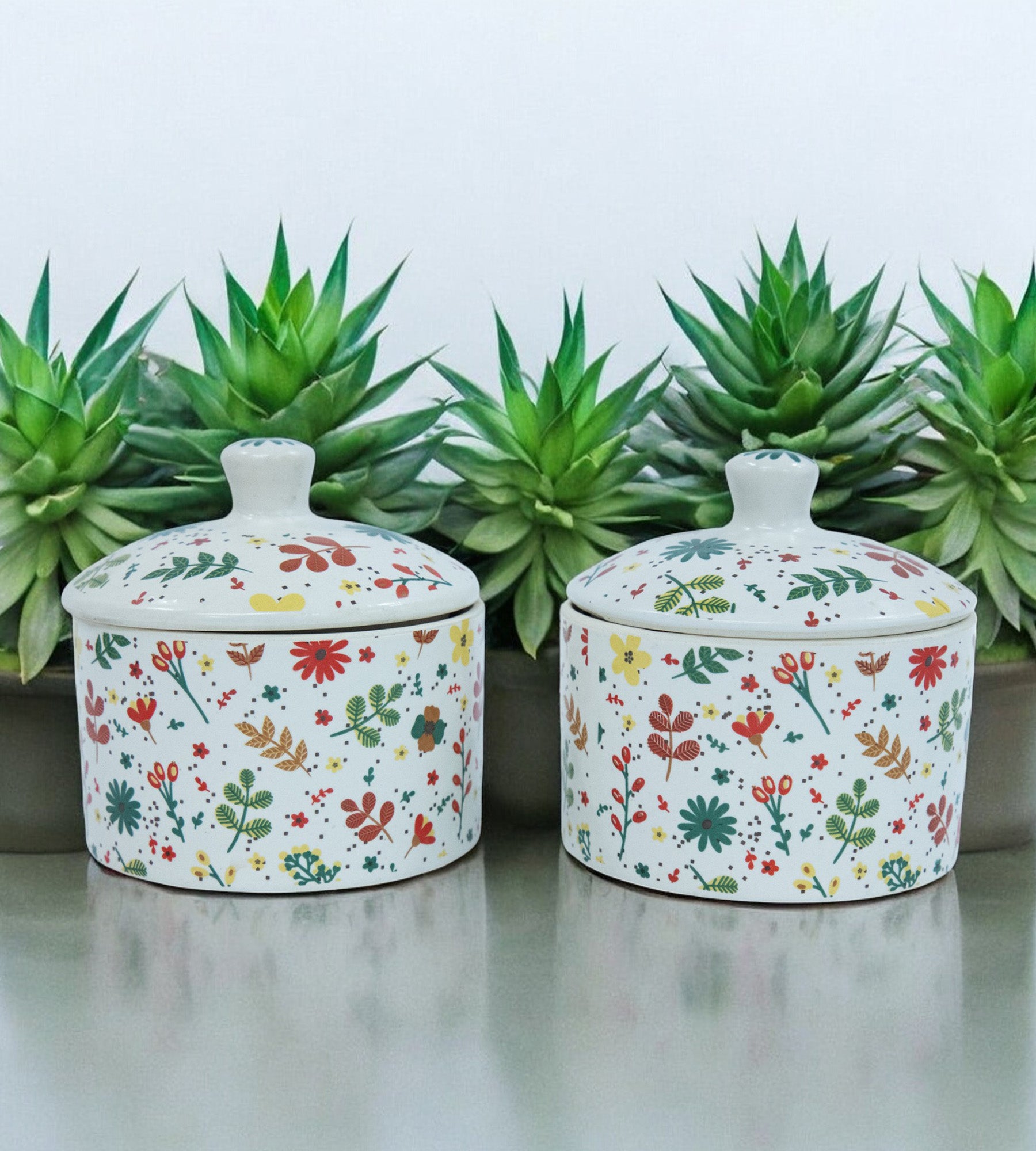 Versatile Ceramic Chutney &amp; Pickle Jar With Lid - Set of 2