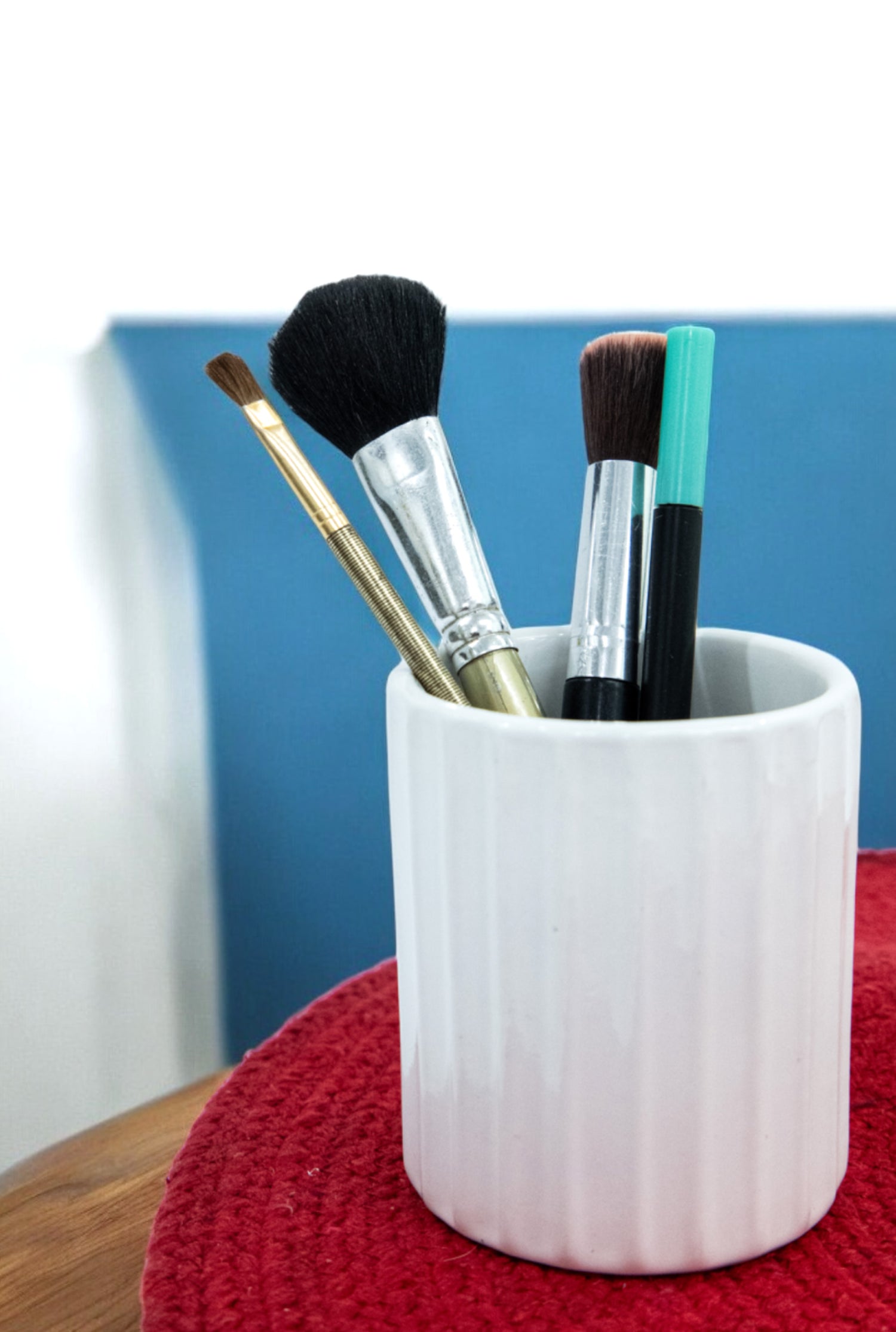 Elegant White Ceramic Multipurpose Brush Holder