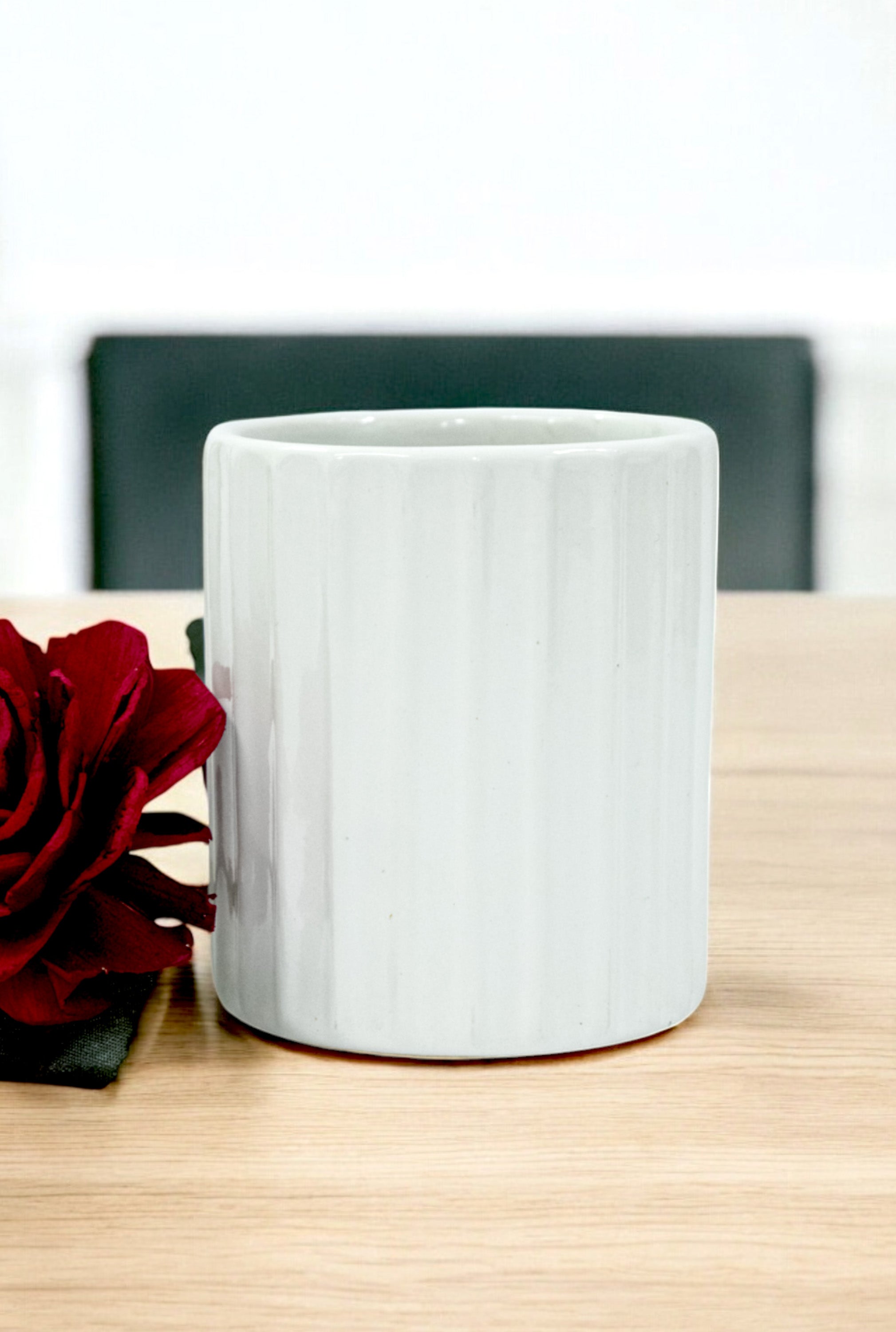 Elegant White Ceramic Multipurpose Brush Holder