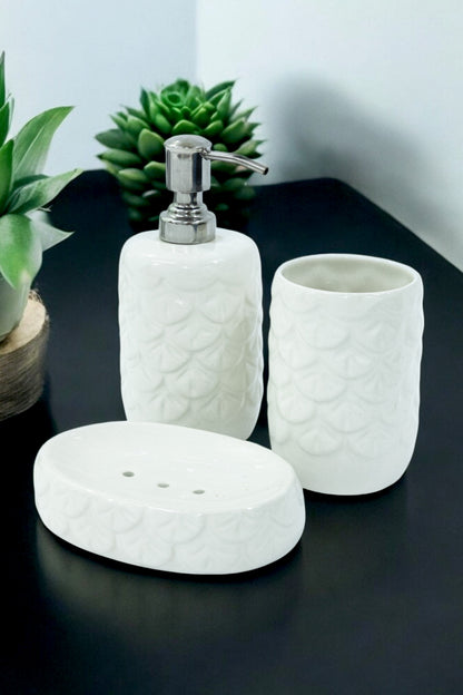 Premium White Ceramic Bath Set of 3