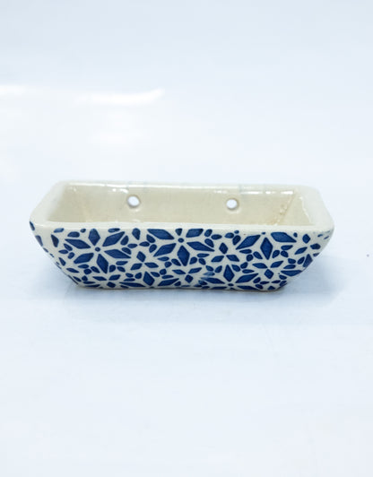 Modern Blue Ceramic Soap Dish Tray