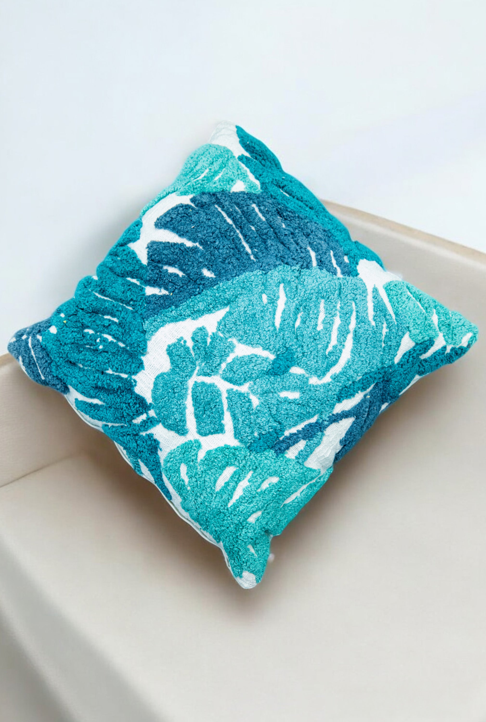 Turkish Blue Cotton Cheer Tufted Cushion with cover- Set of 2