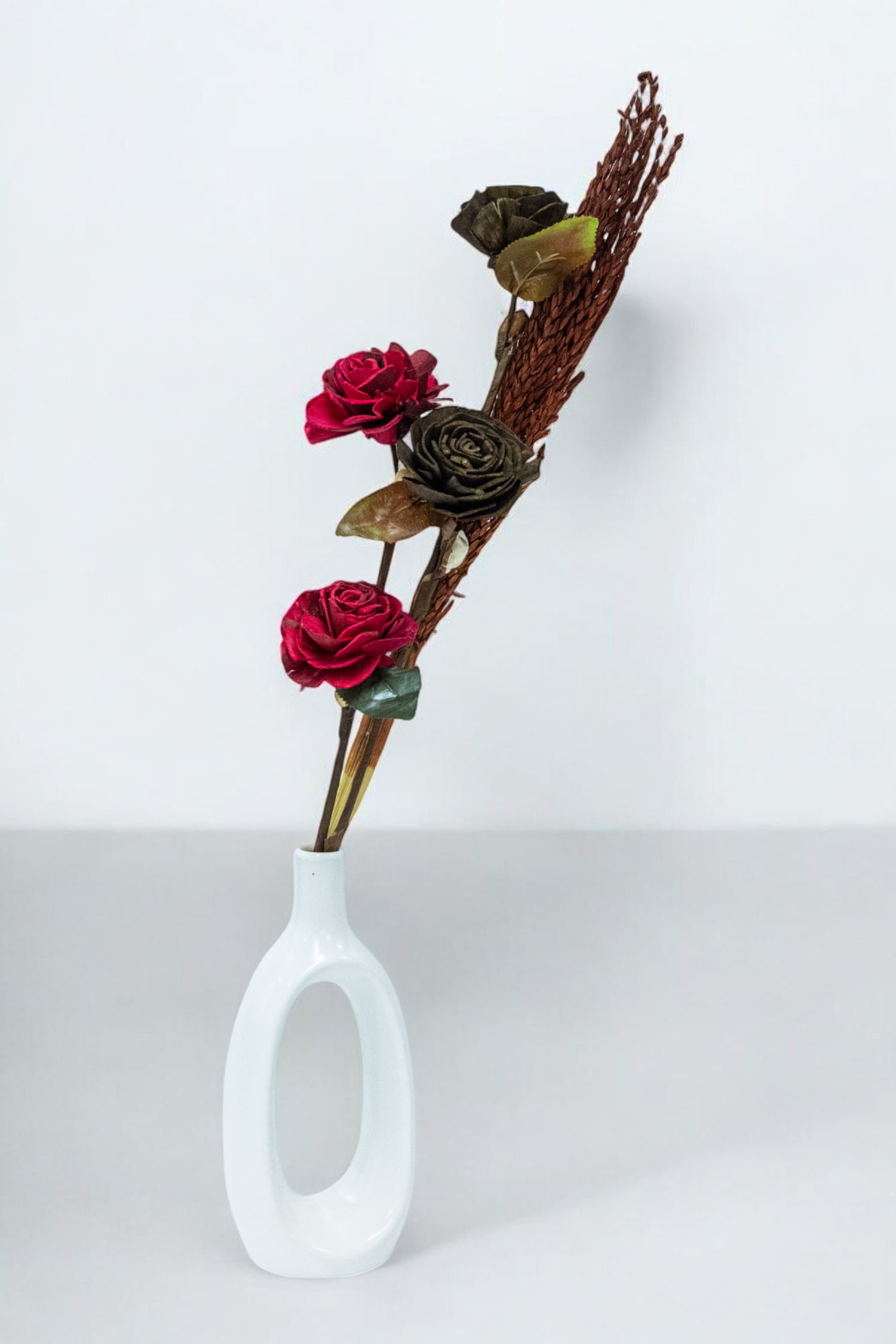 Elegant Red &amp; Black Rose &amp; Dried Barn Potter Stick Flower Bunches