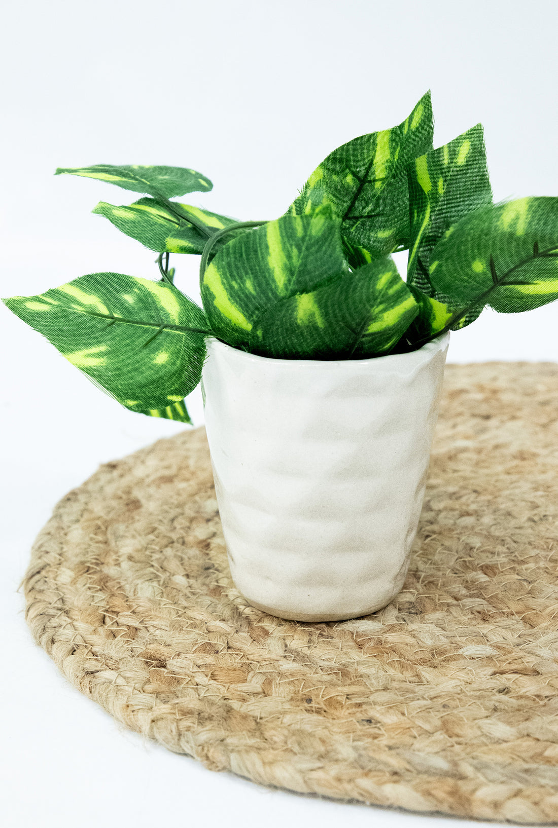 Elegance White Ceramic Diamond Design Planter Pot