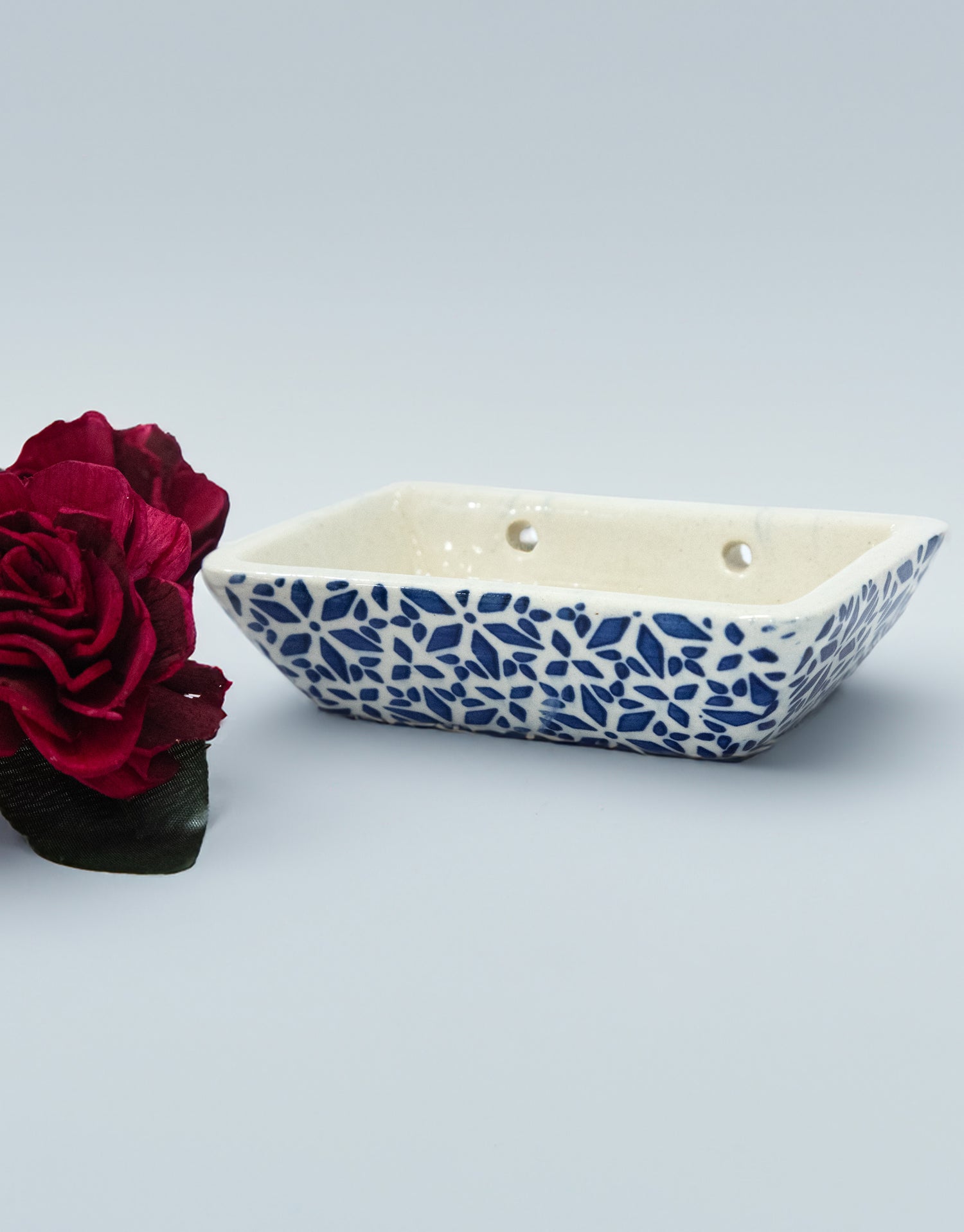 Modern Blue Ceramic Soap Dish Tray