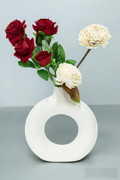 Artificial Red &amp; White Rose Flower Bunches