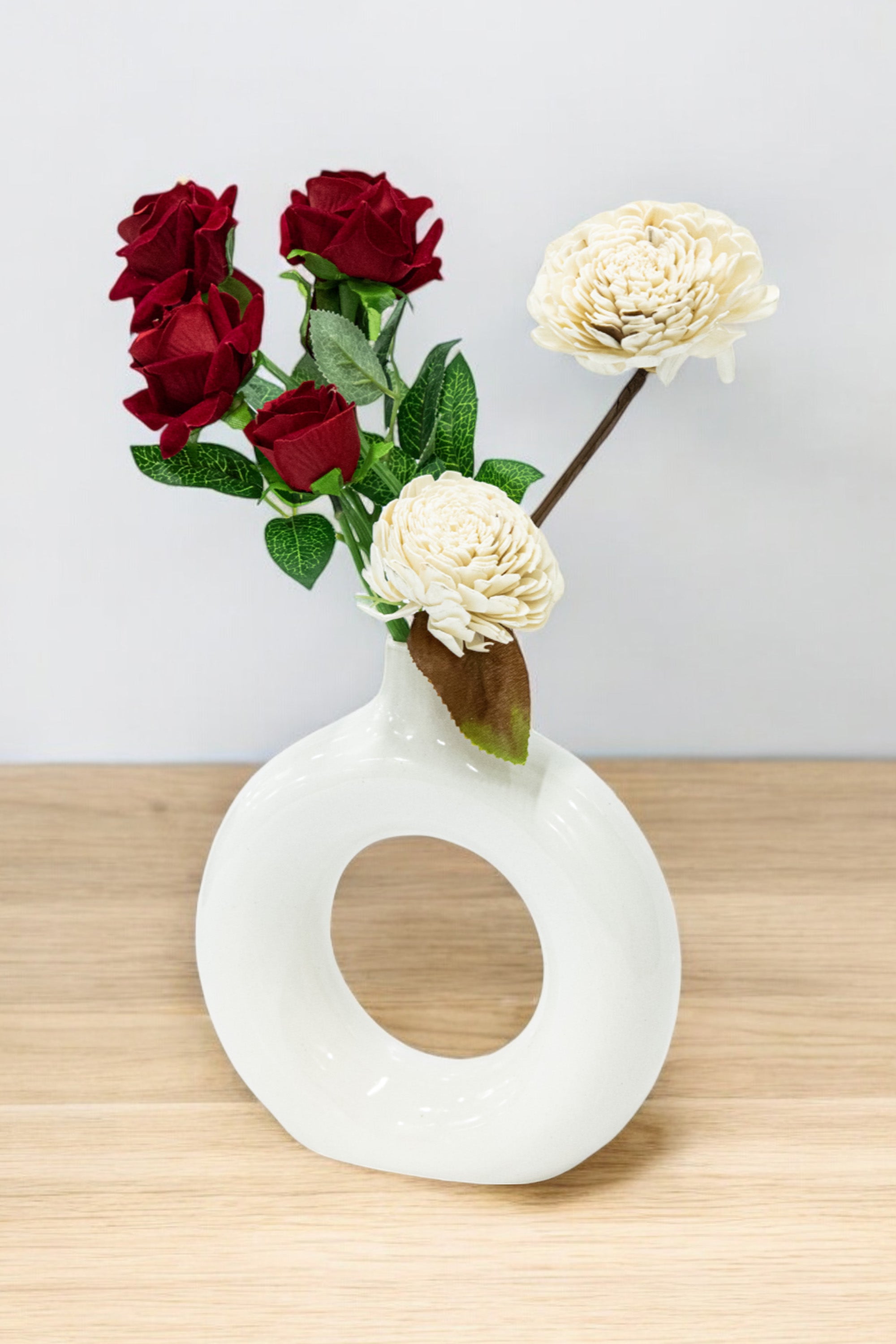 Artificial Red &amp; White Rose Flower Bunches