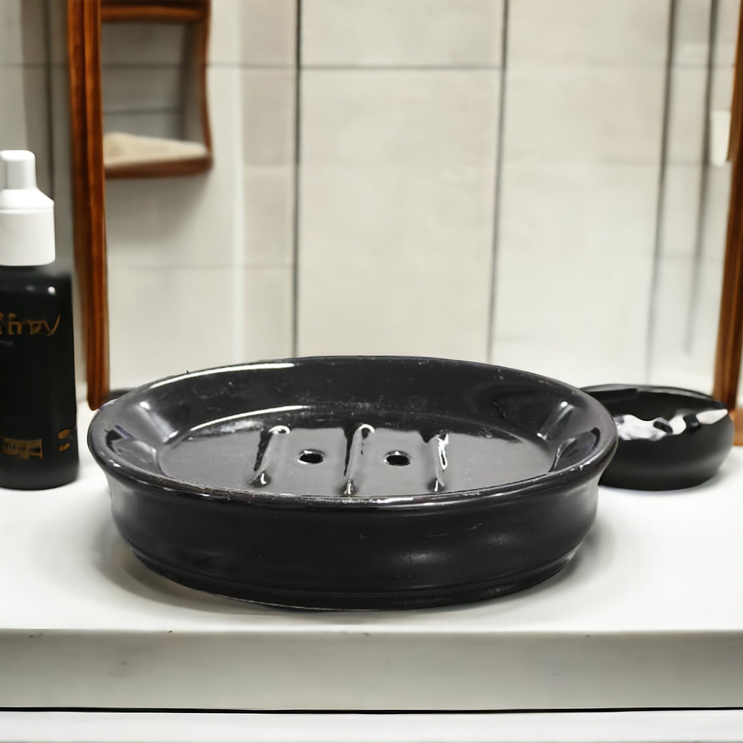 Ceramic Black Soap Dish Tray