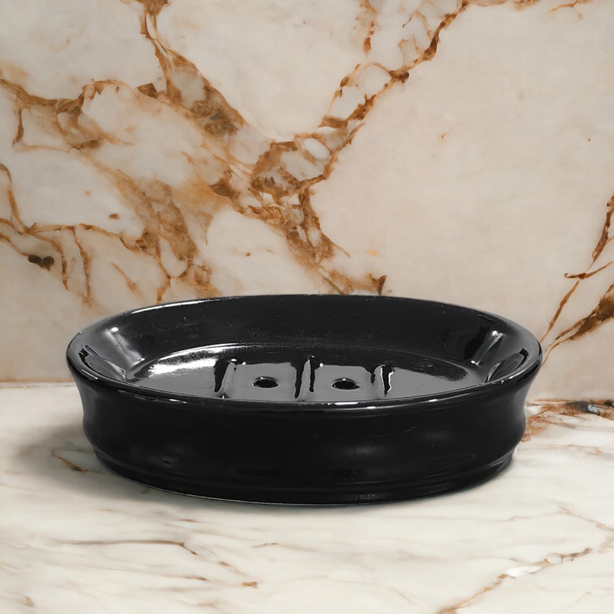 Ceramic Black Soap Dish Tray