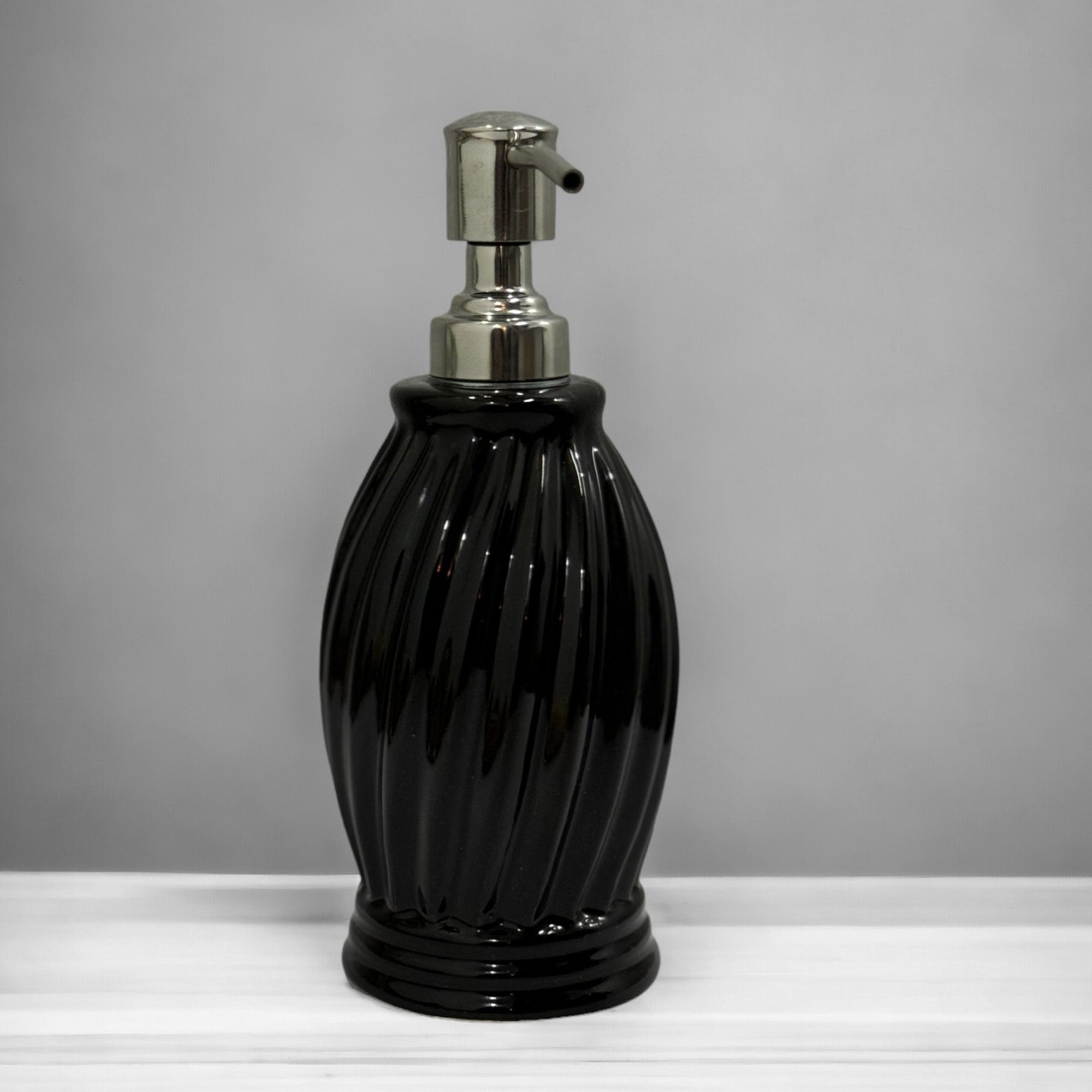 Refillable Ceramic Black Hand Soap Dispenser with Pump