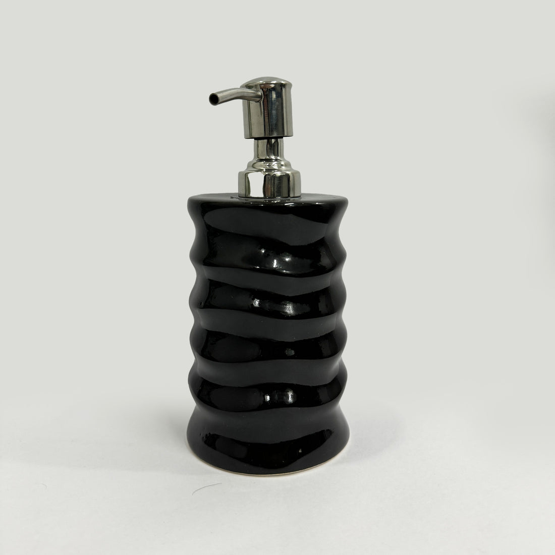 Refillable Ceramic Round Shape Black Hand Soap Dispenser with Pump