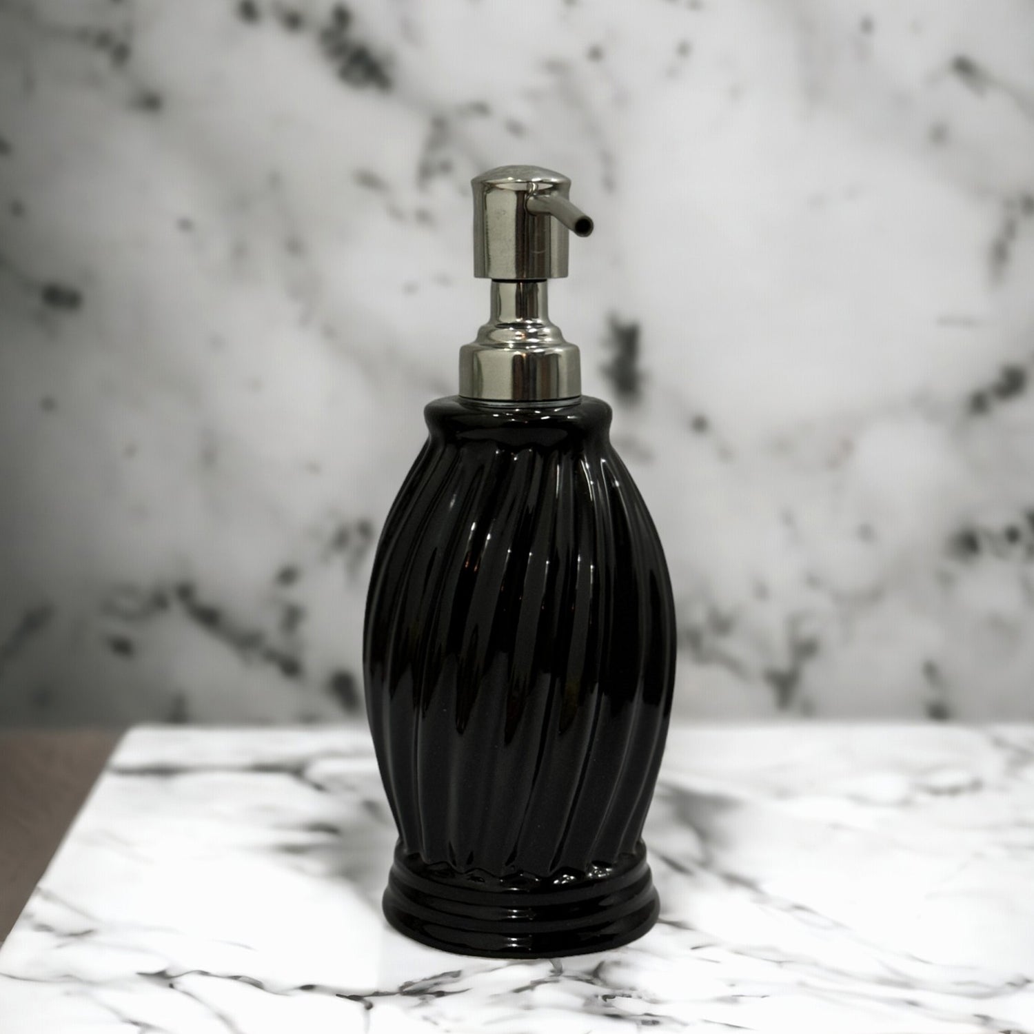 Refillable Ceramic Black Hand Soap Dispenser with Pump