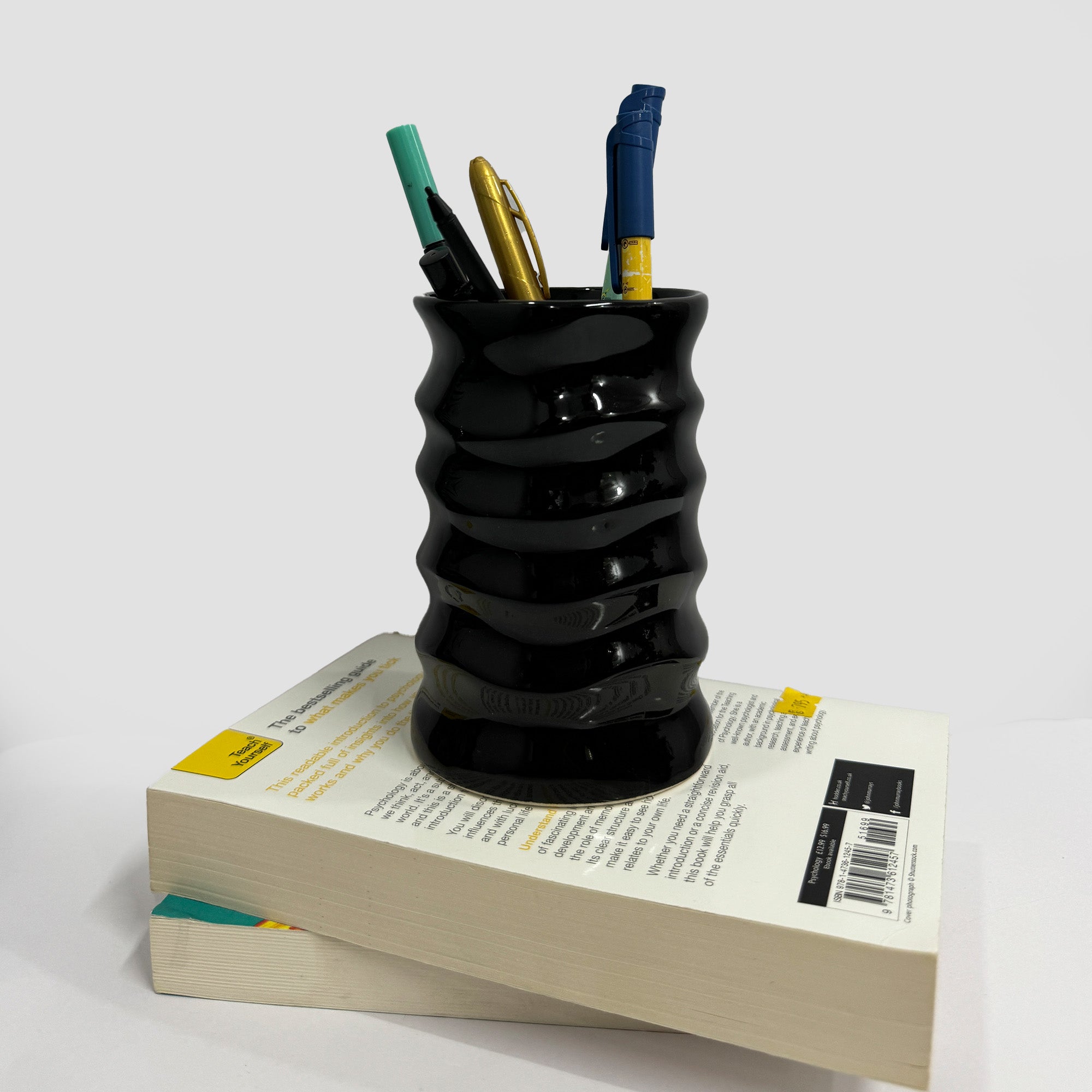 Ceramic Black Round Shape Multipurpose Toothbrush Holder Stand