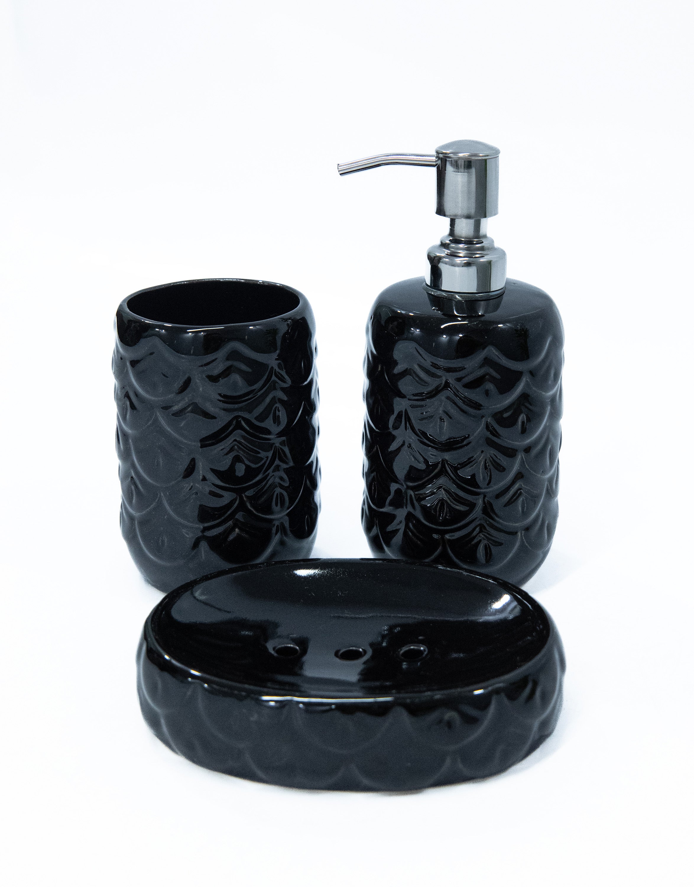 Luxury Black Ceramic Bath Set of 3