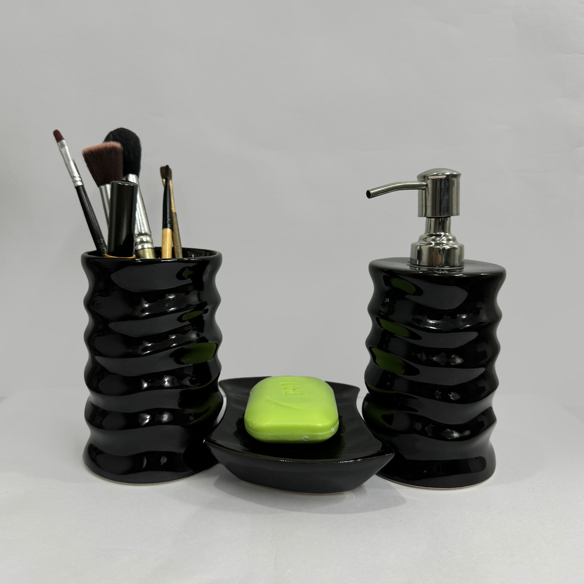 Modern Black Ceramic Bath Set of 3