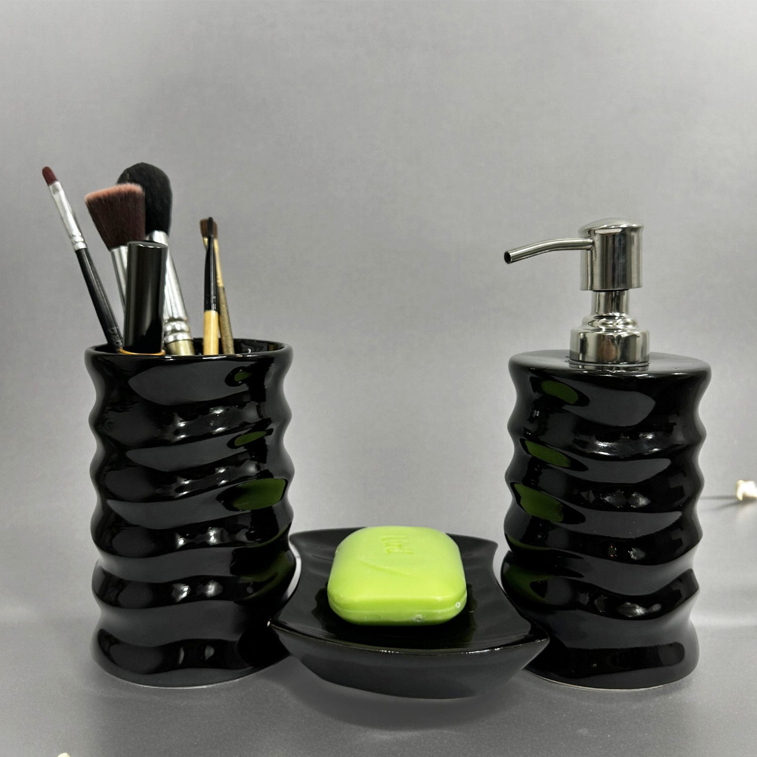 Modern Black Ceramic Bath Set of 3